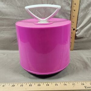 Vintage 70s Pink 45's Disk-Go-Case Vinyl Record Case Holder Travel Box Round #2